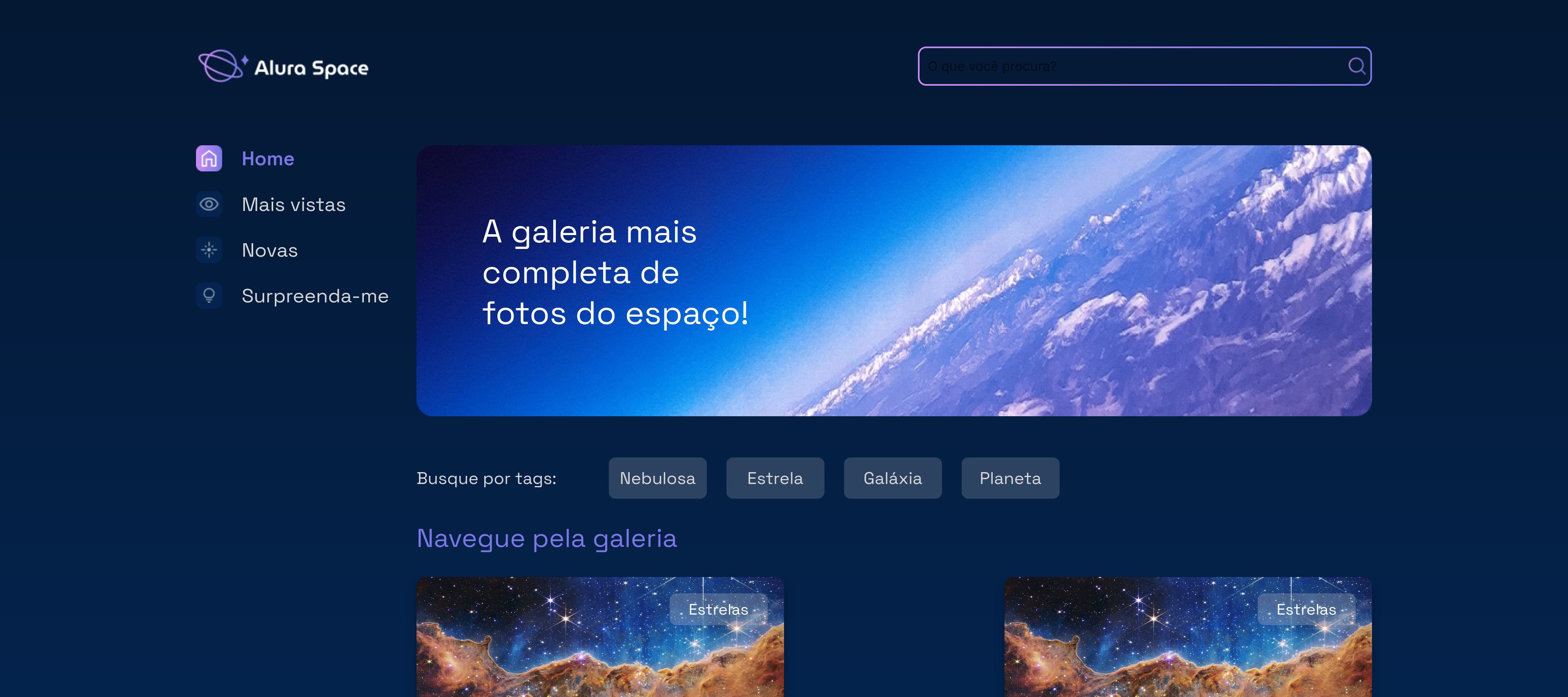 Captura de tela da página da galeria de imagens