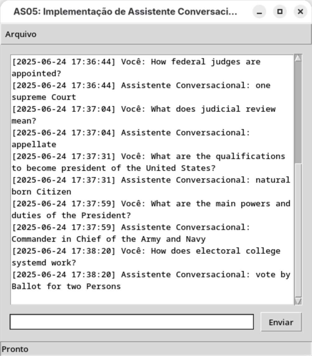 Captura de tela do Assistente Conversacional Baseado em LLM